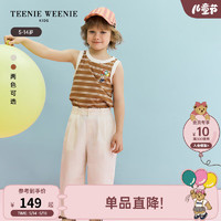 Teenie Weenie Kids小熊童装24夏季男童纯棉撞色条纹背心T恤 棕色 110cm