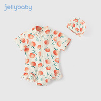 JELLYBABY 杰里贝比 宝宝泳衣儿童夏季公主泡温泉服婴儿连体游泳衣女童泳装 杏色 90