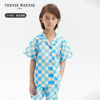 Teenie Weenie Kids小熊童装24夏季男女童纯棉混色格纹套装 蓝色-裤子 120cm
