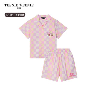 Teenie Weenie Kids小熊童装24夏季男女童纯棉混色格纹套装 蓝色-裤子 120cm