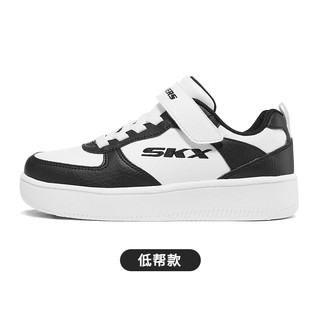 斯凯奇（Skechers）斯凯奇童鞋儿童低帮板鞋小白鞋校园男女童运动鞋 男女童/低帮/白色/黑色/WBK 33码