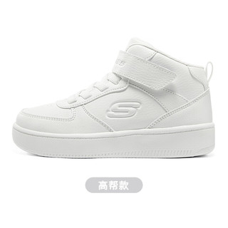 斯凯奇（Skechers）斯凯奇童鞋儿童低帮板鞋小白鞋校园男女童运动鞋 男女童/高帮/白色/WHT 30码