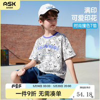 ASK JUNIOR女童夏装2024薄透气短袖潮流短袖t桖女童 黑色 140