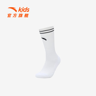 安踏儿童袜子男童运动足球袜2024年秋季透气防臭潮流短筒袜 白色-3 S  3-5岁