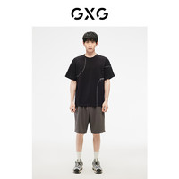 GXG 23年夏新品时尚明线精美刺绣百搭宽松时尚男T恤短袖