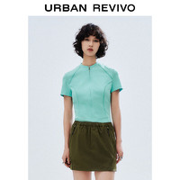 URBAN REVIVO 女士薄荷曼波开襟衬衫 UWV240032 浅薄绿 L