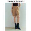 URBAN REVIVO 女士时尚通勤简约百搭压褶薄款短裤 UWG640050 黄棕  XXS