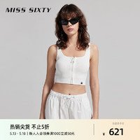 MISS SIXTY2024夏季针织背心女方领无袖短款拉链复古性感辣妹 漂白 XS