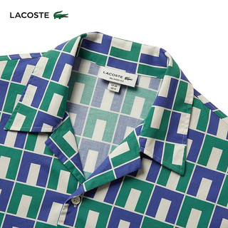 LACOSTE法国鳄鱼男装24年夏季衬衫拼色格纹时尚潮流衬衫CH7626 IS8/蓝绿拼色 41 /180