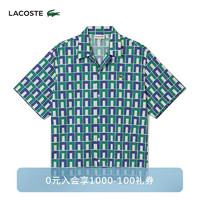 LACOSTE法国鳄鱼男装24年夏季衬衫拼色格纹时尚潮流衬衫|CH7626 IS8/蓝绿拼色 40 /175