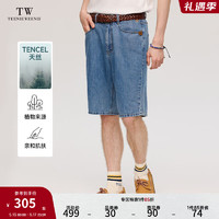 Teenie Weenie Men小熊男装牛仔短裤男2024夏季新款休闲裤子运动五分裤