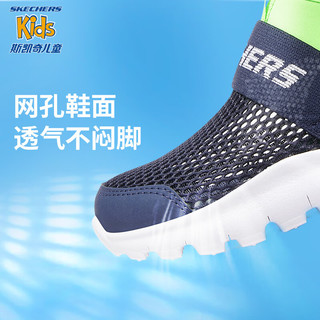 Skechers斯凯奇童鞋男女童运动鞋夏季透气3-16岁易弯折儿童一脚蹬303200L 男童/海军蓝色/柠檬色/NVLM 27.5码