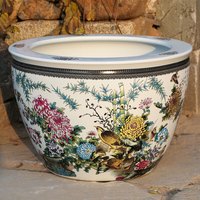 特奇玛 景德镇陶瓷荷花睡莲养金鱼缸青花大号专用水盆客厅阳台庭院缸 平安图 42x42x25cm直径*直径*高