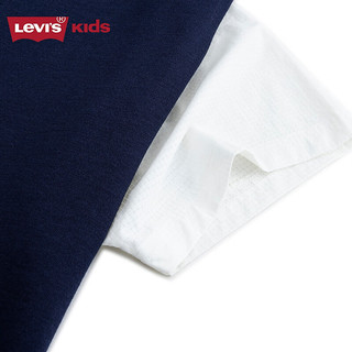 Levi's李维斯童装儿童T恤2024夏季连帽拼接短袖 深靛蓝 160/80(XL)