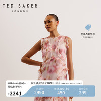 TED BAKER 2024春夏女士无袖花边印花长款连衣裙274185A 浅粉色 0