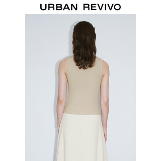 URBAN REVIVO 女装小众魅力钉珠装饰修身无袖T恤UWG440102