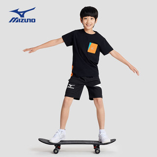 美津浓/Mizuno儿童针织短袖夏季运动速干透气薄款潮流t恤 黑色 160CM（85-100斤）