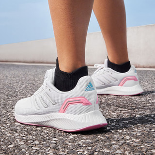 adidas RUNFALCON 2.0随心畅跑舒适跑步运动鞋女子阿迪达斯 白/粉 36.5