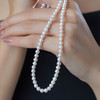 meluxe 美奈 18K金淡水珍珠项链正圆强光小米珠锁骨链  4-4.5mm，长约40+5cm