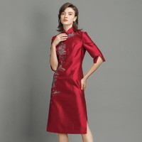 CLASSICS STORY 今典 钉珠刺绣中式礼服旗袍 Q0M007185