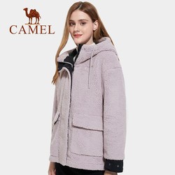 CAMEL 骆驼 冬季瑜伽服外套女宽松加绒加厚羊羔绒上衣棉服连帽摇粒绒夹克