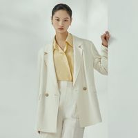 百亿补贴：MECITY 女装夏季新款优雅商务气质收腰韩版米白色西装外套女