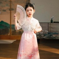 波亚米特 女童古风套装裙2024夏季儿童中国风两件套小女孩新中式马面裙