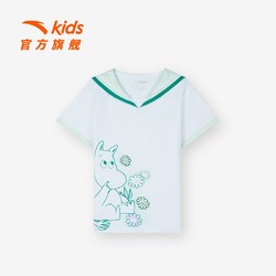 ANTA 安踏 女小童短袖T恤2023夏季新款儿童吸汗透气小清新潮流短t纯棉