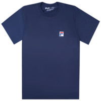 FILA 斐乐 男女同款短袖T恤 套头圆领上衣小标志式日常休闲 海军蓝色MN81A003-NAVY-S