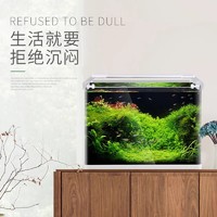 SUNSUN 森森 鱼缸热弯迷你生态草缸金鱼缸超白玻璃桌面小鱼缸客厅小型裸缸
