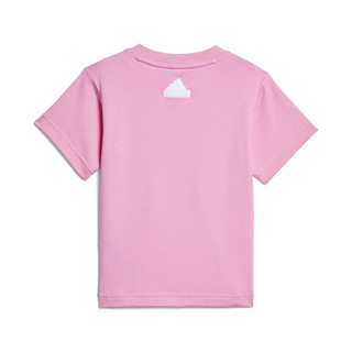 阿迪达斯 （adidas）童装夏季女童宝宝棉质运动休闲T恤短袖套装IT1811 粉色 A/86