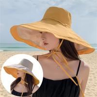 夏季防晒超大帽檐渔夫帽显脸小遮脸遮阳帽防紫外线时尚太阳帽女款