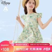 迪士尼女童连衣裙夏季纯棉儿童裙子中大童公主裙夏装 Q065绿色 150cm 