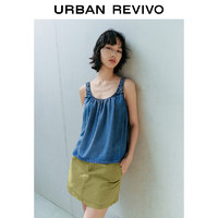 UR2024夏季女休闲复古时髦显瘦超宽松牛仔衬衫UWL840119 蓝色 S