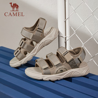 骆驼（CAMEL）户外运动厚底魔术贴休闲沙滩鞋凉鞋男士 G14M220643 杏色 44 