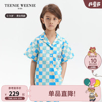 Teenie Weenie Kids小熊童装24夏季男女童纯棉混色格纹套装 蓝色-上衣 160cm
