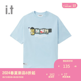 :CHOCOOLATE it男装圆领短袖T恤2024夏季趣味活力半袖002990 BLL/蓝色 M