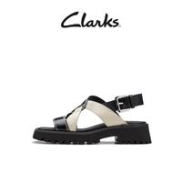 Clarks 其乐 女鞋24夏季新款交叉绑带厚底摩登时尚牛皮凉鞋