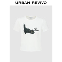 UR2024夏季女装潮流休闲趣味猫咪印花短袖T恤UWV440196 本白 S