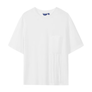 百家好（Basic House）2024夏季圆领流苏设计感白色T恤宽松短袖上衣B0624H5X402 白色 S