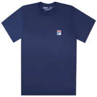 FILA斐乐 男女同款短袖T恤 套头圆领上衣小标志经典款式日常休闲 海军蓝色MN81A003-NAVY-S