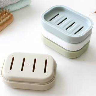 沥水肥皂盒家用厕所北欧创意带盖大号皂架塑料简约欧式双层香皂盒 1只装