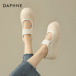 DAPHNE 达芙妮 玛丽珍帆布鞋女2024新款夏季女鞋单鞋子魔术贴厚底小白鞋女