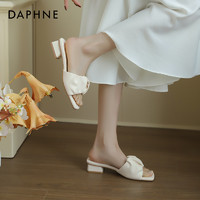 DAPHNE 达芙妮 拖鞋女夏外穿2024年新款粗跟凉拖鞋女法式百搭一字拖云朵鞋