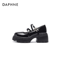 DAPHNE 达芙妮 玛丽珍女鞋子厚底2024新款凉鞋夏季单鞋黑色高跟乐福小皮鞋