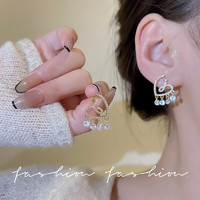 KOSE 高絲 925銀針鑲鉆鋯石流蘇愛心耳環韓國時尚百搭耳釘氣質簡約耳飾