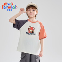 马克华菲2024男女童纯棉短袖儿童宽松半袖洋气宝宝上衣t恤JZ5 拼砖灰【带帽小熊】 120cm