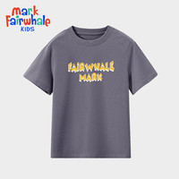 马克华菲2024男女童纯棉短袖儿童宽松半袖洋气宝宝上衣t恤JZ5 灰色【攀爬猴字母】 150cm