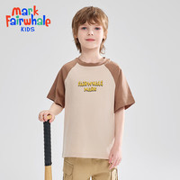 马克华菲2024男女童纯棉短袖儿童宽松半袖洋气宝宝上衣t恤JZ5 拼色咖【攀爬猴字母】 160cm