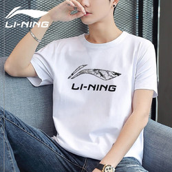 LI-NING 李宁 t恤男士短袖运动服半袖上衣 标准白-文化衫 XL